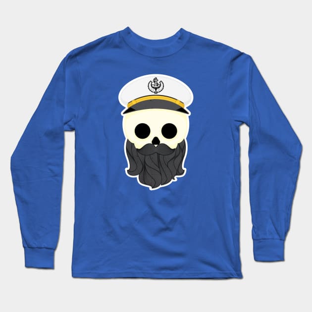 Bearded Sailor Skull Long Sleeve T-Shirt by Tooniefied